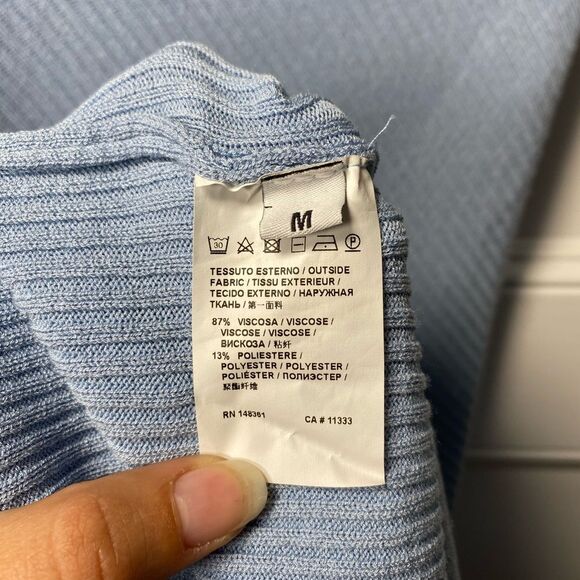 PINKO | Ribbed Cowl-Neck Sleeveless Bodycon Dress Blue - Picture 9 of 13